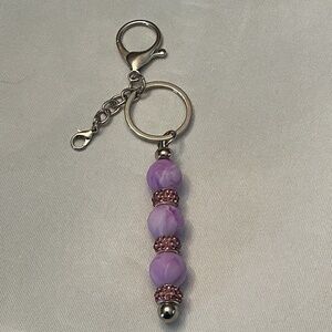 Purple beaded keyring